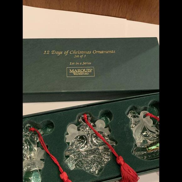 Marquis Waterford Crystal 1st In Series Set Of 3 Ornaments 12 Days Of Christmas - Picture 4 of 12
